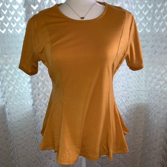 Mustard Peplum Top - Picture 2 of 6